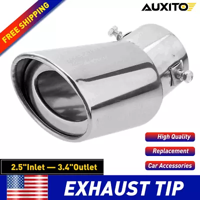 Bend Chrome Muffler Tip 2.5  Exhaust Pipe Tail Throat Stainless Steel Universal • $11.99