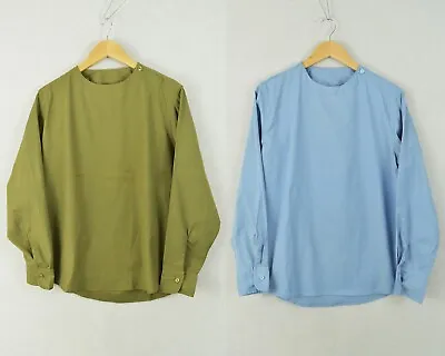 £22.95 • Buy Vintage Smock Shirt Top Relaxed 100% Cotton Army Military- Olive Green / Blue