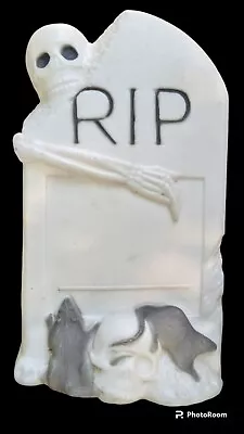 Vintage 1989 TPI Blow Mold Plastic Light Up 27  Halloween White RIP Tombstone • $88