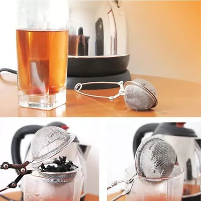 Stainless Steel Spoon Tea Ball Infuser Filter Squeeze Leaves Herb Mesh Strainer • £2.27