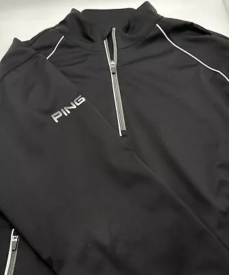 Ping Golf Sweatshirt Mens Large Black 1/4 Zip Pullover Activewear With Club Logo • $22.95
