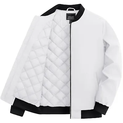 Men's Bomber Jacket Warm Quilted Lined Full-Zip Casual Winter Work Coat Outwear • $48.99