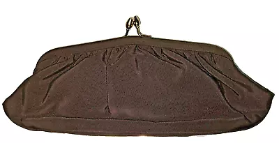 Vintage Clutch Evening Bag Chocolate~Brown Velour England Goldtone Closure • $13.50