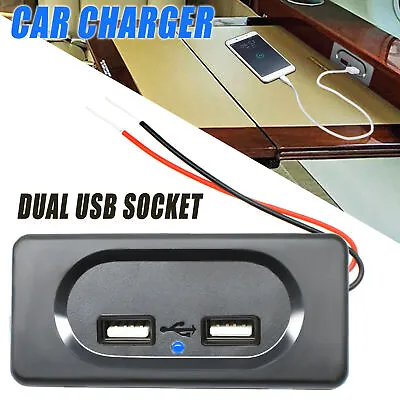 12/24V Fast Car Charger 3.1A DUAL USB Adapter Power Socket Charging Panel Mount • £5.62