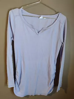 Gap Maternity Womens Shirt M Medium Long Sleeve Purple Henley Ruched • $9.99