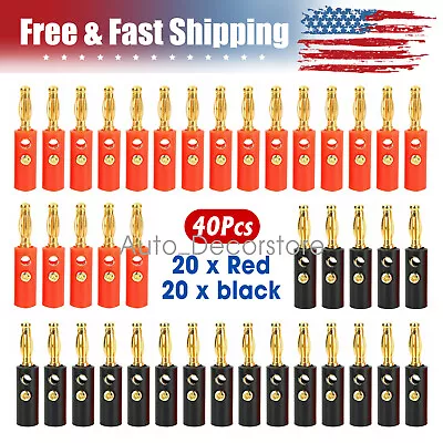 4mm Gold Plated Banana Plugs Audio Jack Speaker Wire Cable Screw Connector 40Pcs • $11.05