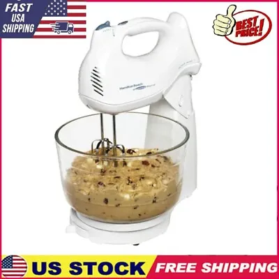 Kitchen Stand Manual Mixer Blender 6 Speed W/ Rotating Lever Glass Bowl 275 W US • $42.89