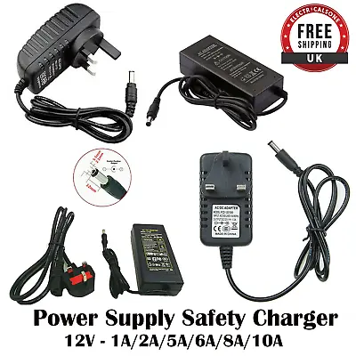 12V AC DC UK Plug Power Supply Adapter Safety Charger 12W-120W CCTV Camera Strip • £5.89