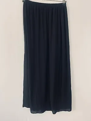 OASIS MAXI SHIRT CHIFFON BLACK 10 Long Sheer Shorter Underskirt Stretch Waist • £10.48