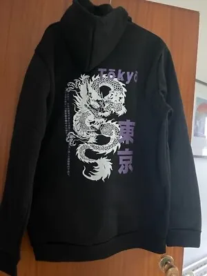 Women Kawaii Hoodie Sweatshirt Top Harajuku TOKYO DRAGON Punk Goth Black Tattoo • £19.90