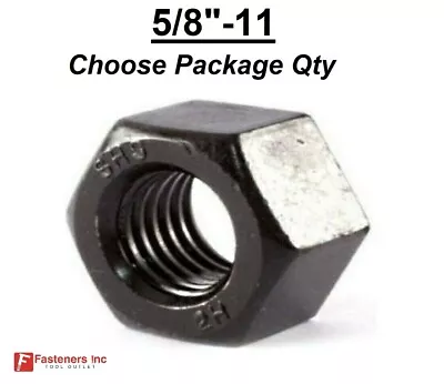 5/8-11 Plain Steel 2H Structural Heavy Finished Hex Nuts For A325 Bolts 5/8 -11 • $6.65