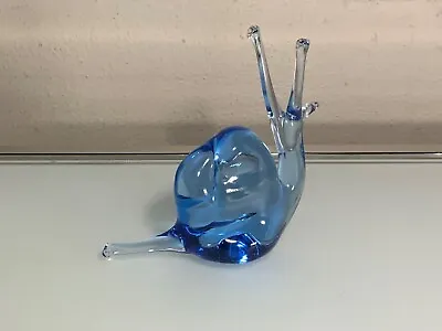 Blue Glass Snail Art Glass Sculpture Made In Italy Perfect Condition. • $7