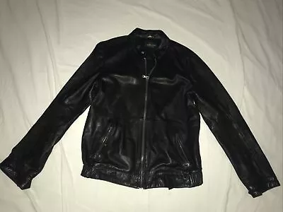 Zara Young Stylish Faux Leather Bomber/Biker Jacket Men's Size Medium Black • $30