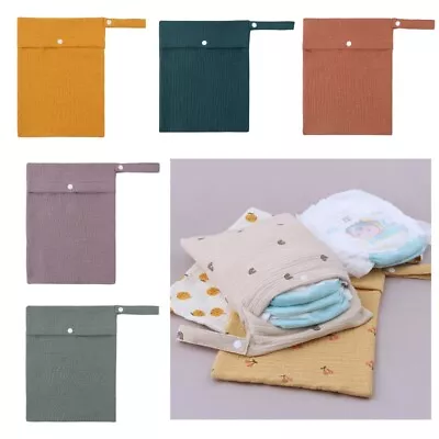 Reusable Baby Diapper Bag Reusable Solid Color Travel Nappy Pouch Soft Cotton • $16.71