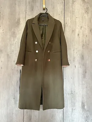 Topshop Long Green Military Coat UK 6 • $24.87