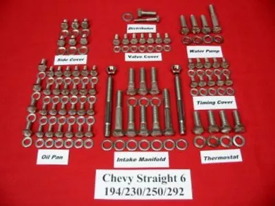 Chevy Engine Bolts Kit Stainless Steel Straight 6 Cylinder 194 230 250 292 Hex • $63.62