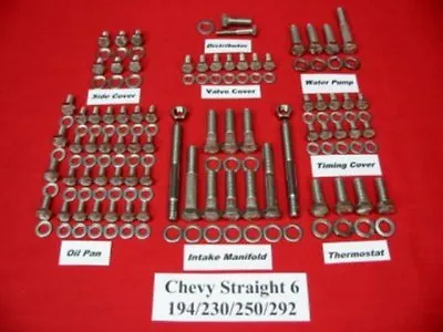 $63.62 • Buy Chevy Engine Bolts Kit Stainless Steel Straight 6 Cylinder 235 261 Hex Set