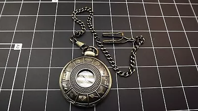 New Masonic Mason Pocket Watch Square & Compass WORKING TOOLS QUARTZ BLUE LODGE • $29.95