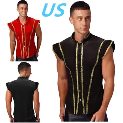 US Mens Ringmaster Circus Costume Victoria Medieval Renaissance Waistcoat Jacket • $4.69