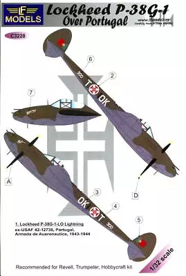 LF Models Decals 1/32 LOCKHEED P-38G-1 LIGHTNING OVER PORTUGAL • $19.50