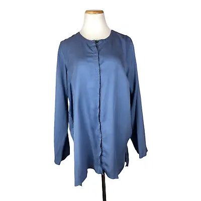 J. Jill Pure Jill Size L Cornflower Blue Button-Front Tunic Top Tencel Lyocell • $20.69