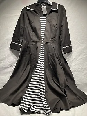 NWT AYLI Dress Black White Stripe Fit And Flare 1950 RETRO Size  20 Glamorous • $17.55