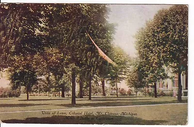 Lawn Colonial Hotel Mt Clemens Michigan MI Vintage Postcard Mineral Baths • $3.50