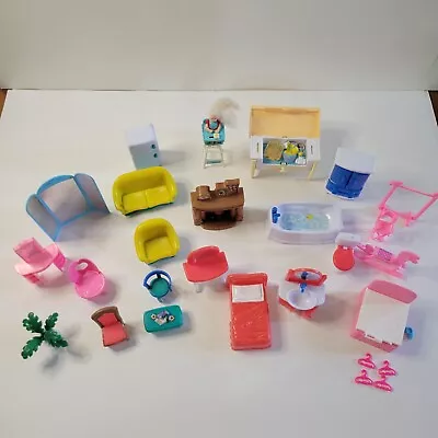 Lot Of Plastic Doll House Furniture Accessories Bed Bath Tables Chairs/2 Barbie  • $17.85