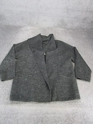 Zara Overcoat Womens Medium Gray Zip-Up Wool Blend • $31.49