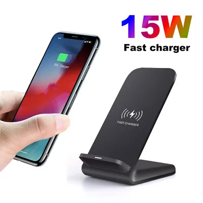 15W Wireless Charger Dock Vertical Charging Stand For IPhone 14 13 Samsung S23+ • $11.99