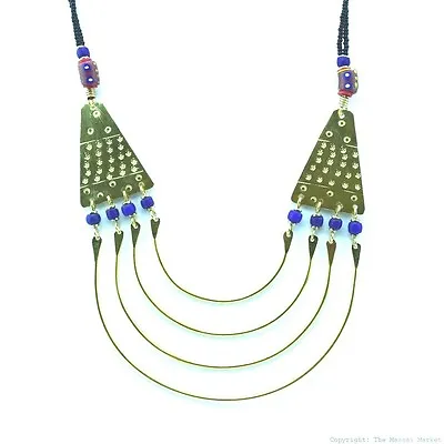 $29.99 • Buy Maasai Market Handmade African Jewelry Masai Trade Bead Brass Necklace 115-19