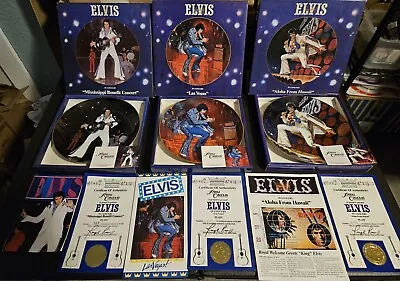 Lot Of 3 Elvis Presley  In Concert Series Limited Edition Collector Plates COA • $79.99