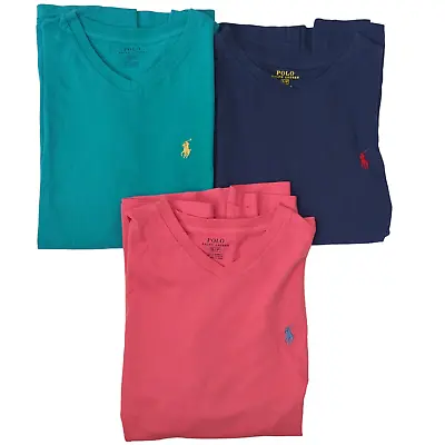 3 Shirt Bundle Mens Top Ralph Lauren Polo 100% Cotton V-Neck T-Shirt Size Small • $34.99