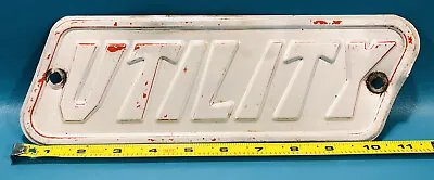 Vintage 'UTILITY' Sign Embossed  Aluminum Metal  Industrial Safety 11.5” X 3.75” • $29.90