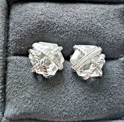 Previously Owned David Yurman Cable Wrap Earrings With White Topaz And Diamonds • $325