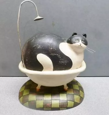 Wonderful Cute 8 Tall Warren Kimble 2004 Designed Cat In Tub Figurine. • $29.95