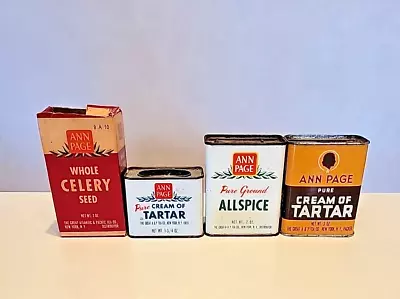 Lot Of 4 Vintage Ann Page Spice Tins/box - Allspice Cream Of TartarCelery Seed • $8