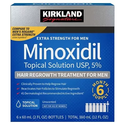 Kirkland Minoxidil 5% Extra Strength Men Hair Regrowth Solution 6 Month Supply • $29.95