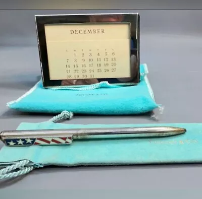 Authentic TIFFANY & CO. Sterling Silver Pen & Small Perpetual Desk Calendar • $199