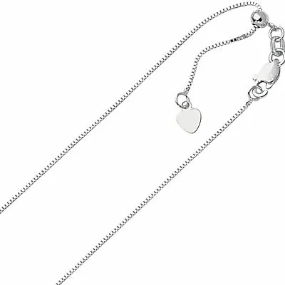 $169.99 • Buy .70mm Solid Adjustable Box Chain Necklace REAL 14K White Gold Up To 22   2.2gr