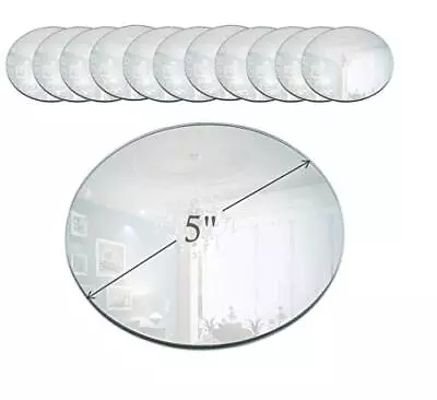 5 Inch Round Mirror Candle Plate With Beveled Edge Set Of 12 Small Round Mirrors • $31.41