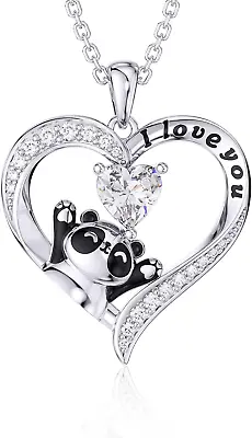 Panda Necklace I Love You Pendant 925 Sterling Silver Heart Love Jewelry Gifts • $78.40