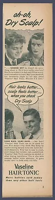 Vaseline Hair Tonic Vintage Print Ad March 1946 • $9.95