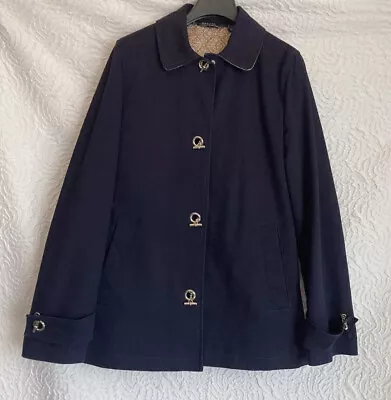 George Me Mark Eisen Women Metal Chain Toggle Blue Jacket Blazer Coat Mod Lining • $22.99