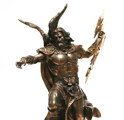 $126.90 • Buy Greek King God ZEUS JUPITER Thunder Statue Bronze Finish Sculpture 11.5 In