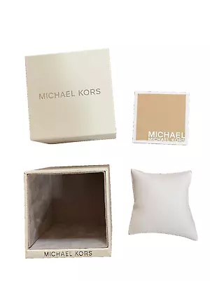 New MICHAEL KORS WATCH GIFT STORAGE BOX (Empty No Watch!) White Beige + Booklet • $11.90