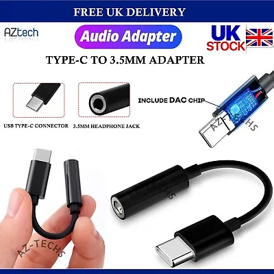 USB Type C To 3.5mm AUX Audio Headphone Jack Adapter For ALL Samsung Smartphones • £1.99