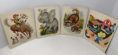 Lot Of 4 Vintage Playskool Puzzle Golden Press Inc. Elephant Racoon Cowboy 70 S • $19.99