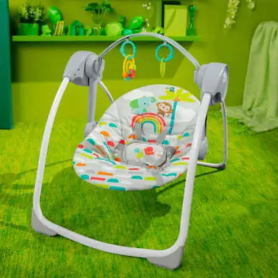 $49.99 • Buy 6 Speeds Playful Paradise Portable Compact Baby Swing With Toys, Foldable Design