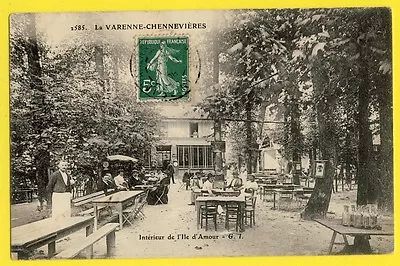 Cpa Written In 1908 LA VARENNE CENNEVIÃRES Interior Of The ISLAND Of LOVE Café Bar  • $8.42